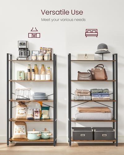 VASAGLE 5-Tier Bookshelf, Bookcase with Shelves, Storage Shelf, Living Room