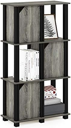 FURINNO Brahms Storage Shelf, 4-Tier, French Oak Grey/Black