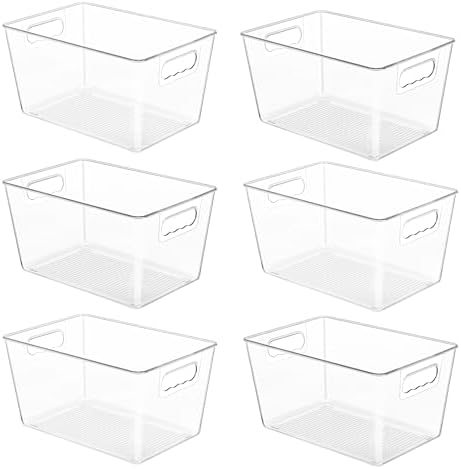 YIHONG 36 Pack Clear Pantry Organizer Bins, Plastic Containers with Handle for Kitchen,Freezer,Cabinet,Closet,Bathroom U
