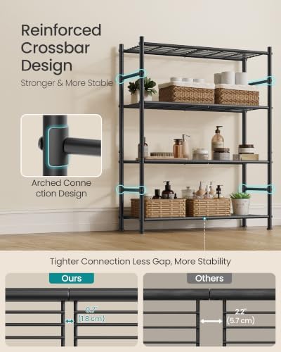 SONGMICS 4-Tier Storage Shelves, 11.8 x 31.5 x 43.7 inch
