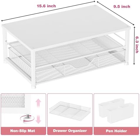 OPNICE Desk Organizers and Accessories, Computer Monitor Stand Riser with Drawer and 2 Pen Holders, Printer & Laptop Sta