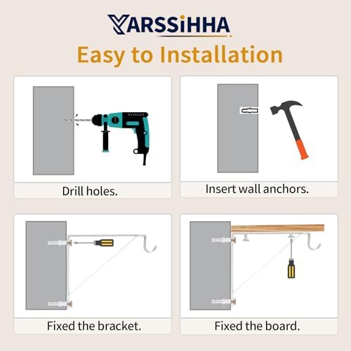 Yarssihha 6 Pack Closet Rod Bracket, 12 x 10.4 Inch Wall Mounted Closet Shelf Bracket, White Closet Rod Support Bracket 