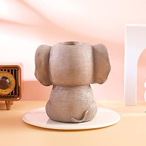 Elephant Pen Pencil Holder, Cute Animal Ornament Makeup Brush Holder Toothbrush Holder Home Office Desk Decor Organizer Accessory