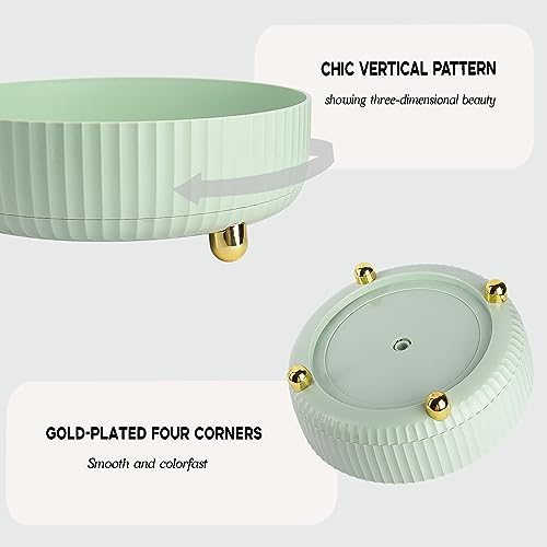 360 Rotating Makeup Perfume Organizer Skincare Tray, Small Light Green