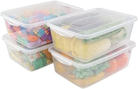 14 Quart Clear Plastic Storage Bins with Latches, Plastic Container Bin with Secure Lid, 4 Packs