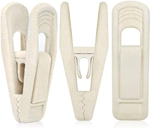 TOFIIGREM Beige Velvet Hangers Clips (80-Pack), Non-Slip Strong Velvet Clips for Velvet Skirt Hangers, Velvet Pants Hanger Velvet Clips Fit for Thin Velvet Clothes Suit Hangers