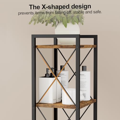 Homhedy 5 Tier Small Bookshelf, Tall Narrow Bookcase, Metal Book Shelf