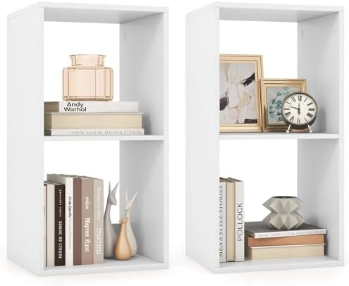 Tangkula 2-Cube Bookcase, 3-Tier Bookshelf with Open Compartments, Freestanding Cube Storage Organizer with Anti-Topplin