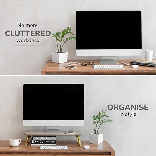Anji Mountain Monitor Stand for Desk - Desktop Organizer & Laptop Riser, Ergonomic Monitor Riser, Space-Saving, Durable,
