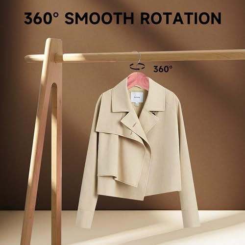 Wooden Top Hangers with 360° Swivel Hook, Cedar Wood, 72-Pack