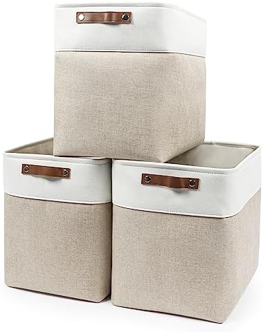 Bagnizer Large Fabric Storage Baskets | 50L Storage Bins, Decorative Linen Closet Baskets with Handles for Organizing, S