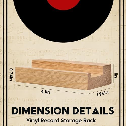 Vinyl Record Shelf Wall Mount,Small Record Holder,Natural Wood