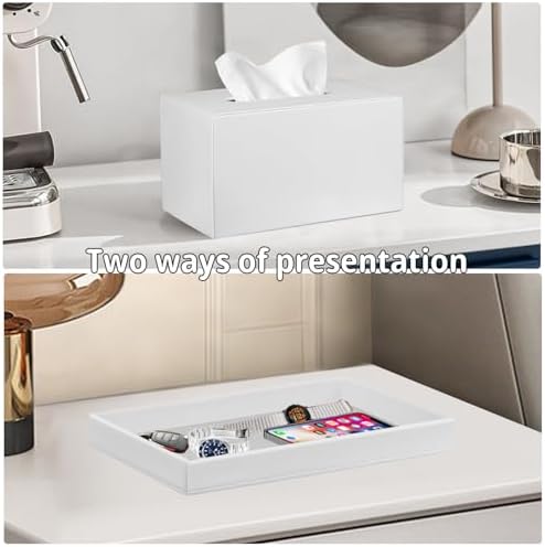Extra Large Tissue Box Cover with Storage Tray,Rectangle Tissue Box Holder