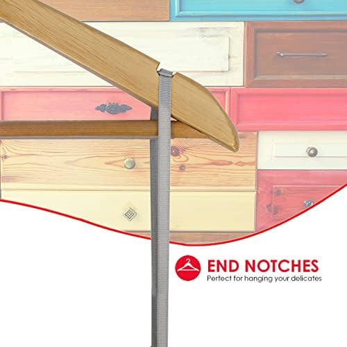 Home Basics 5 Pack Wooden Non-Slip Suit Hangers with Pants Bar – Smooth Finish Solid Wood Coat Hanger 360° Swivel Hook a