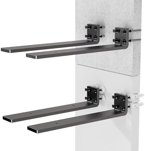 Durable 10-Inch Shelf Support Brackets - Set of 4, Heavy-Duty Steel, Modern Black Matte, Versatile & Easy Installation, 