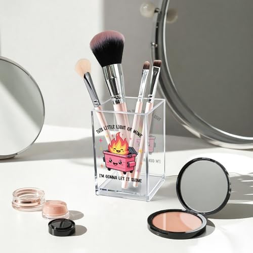 This Little Light Of Mine I'm Gonna Let It Shine Acrylic Cosmetic Pencil Pen Holder Cup, Emotional Dumpster Fire Pen Holder Cup, Therapy Gifts, Mental Health Gifts for Women Colleague Teacher