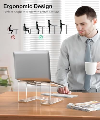 FUCDTEFC Acrylic Laptop Stand for Desk, Laptop Riser for 10-17.3 Inch Laptops, Ergonomic Computer Stand Holder Compatibl