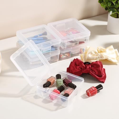 12 Pack Small Clear Plastic Storage Boxes with Lids, Craft Jewelry Life Item Organizer for Puzzles, Pens, Rings, Needle 