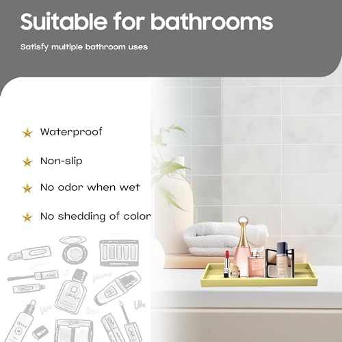 Vanity and Bathroom Tray, 9.8" ABS Countertop Organizer,Waterproof Vanity Tray for Toilet Tank,Perfume,Soap,Keys,Bathroo