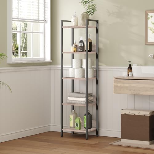MAHANCRIS 5-Tier Bookshelf, Bookcase, Shelves Organizer for Small Spaces, Storage Shelf Organizer, for Living Room, Bedr