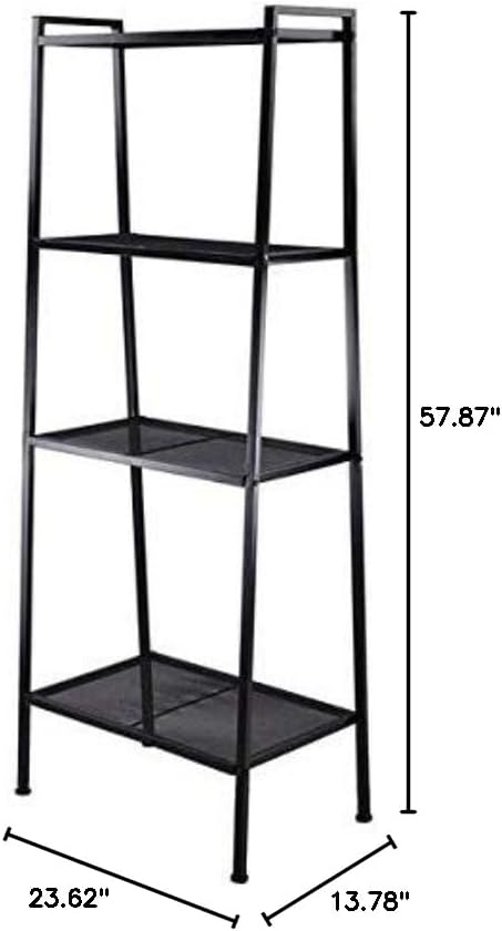 Book Ladder Shelf,4-Tier Ladder Shelf Bookcase Storage Flower Shelf Display Shelf，Black