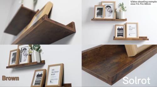 Brown Floating Shelves for Wall Decor, 36 in Shelf with Lip Set of 2