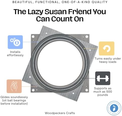 Lazy Susan Hardware, 6 inch, 500 lbs. Load Capacity, Pack of 5 Steel Lazy Susan Turntable Ball Bearing, by Woodpeckers