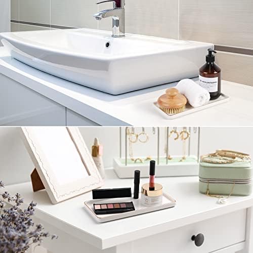 Gurygo 8" Bathroom Tray, Ceramic Vanity Trays for Bathroom, Small Ceramic Trays, Kitchen Soap Tray for Kitchen Counter (