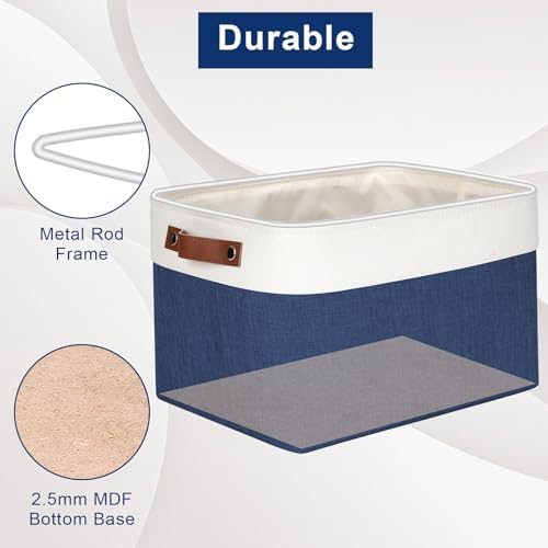 Bagnizer Storage Bins Large Fabric Storage Baskets for Shelves 3 Pack, Decorative Linen Closet Baskets with Handles for 