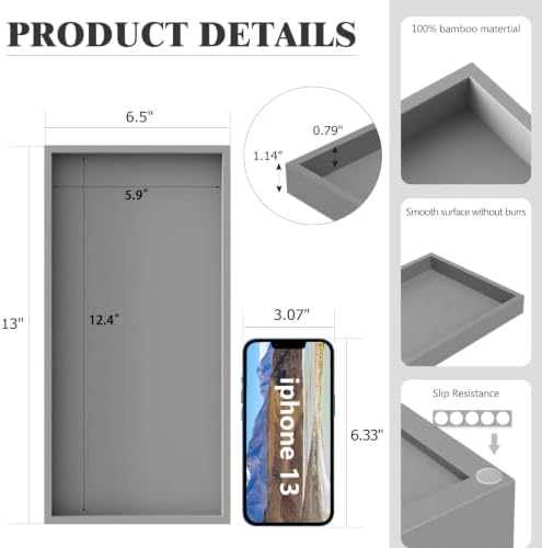 ZHWS Bathroom Vanity Tray for Countertop Perfume Makeup Jewelry Candle Decor, Kitchen Tray for Soap Dispenser Spice Salt