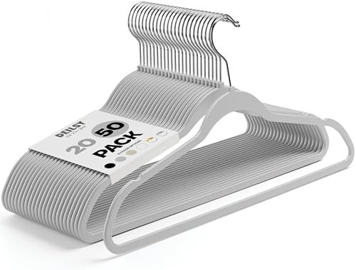 DEILSY™ Non-Velvet Thin Hangers Space Saving Gray Hangers 50 Pack