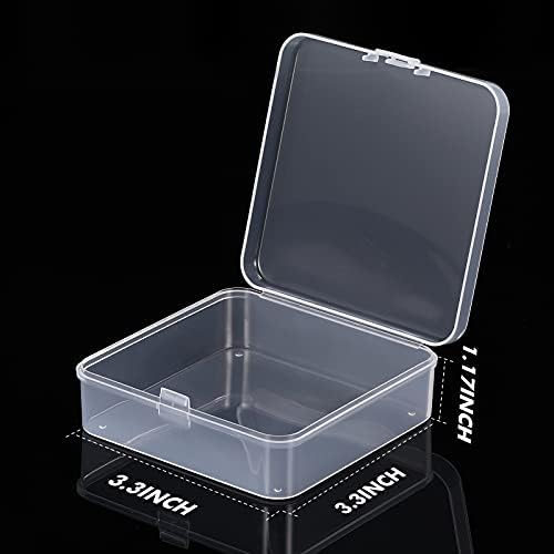 Jetec 6 Pieces Small Clear Plastic Storage Box, 3.3 x 3.3 x 1.1 Inch