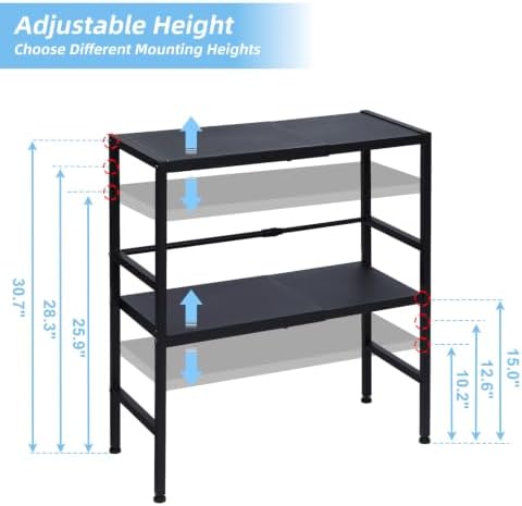 2-Tier Expandable Metal Storage Shelves, 150LBS Heavy Duty Shelving Units and Storage,Adjustable Utility Organization an