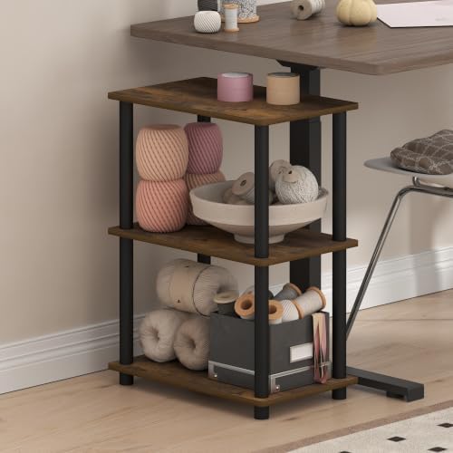 Furinno Turn-N-Tube Storage Shelves, 3-Tier Open Frame Book Shelf, Standing Corner Shelf, Toolless Open Shelves, for Org