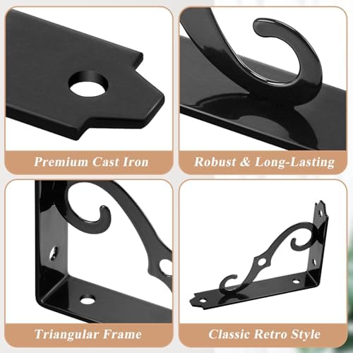 10 Pack Decorative Shelf Brackets, 5 Inch, Black, L Shape