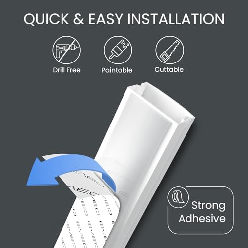 EVEO Cable Hider - 300” One-Cord Cable Raceway Wire Hider for Cable Concealer Cord Hider Cord Cover Wall Cable Hider. Wi