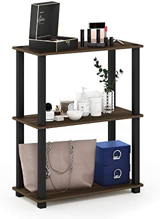 Furinno TURN-S-TUBE Storage Shelves, 3-Tier Book Shelf, Corner Shelf, Toolless Open Shelves, for Organization and Storag