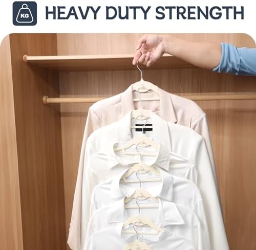 Velvet Stackable Hangers 50 Pack Space Saving Cascading Hook Ivory