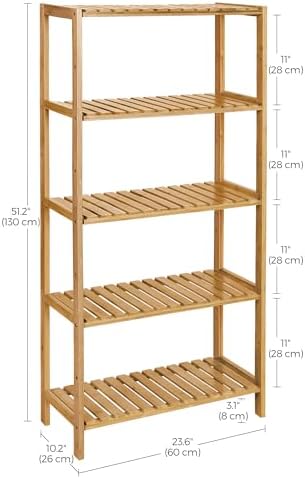 SONGMICS 5-Tier Bamboo Shelf, Freestanding Bathroom Storage Rack