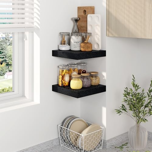 Fun Memories Black Floating Shelves 8 Inch Long, 8" Deep Wall Shelves, Small Deep Floating Shelf Square Wall Shelf, Rust