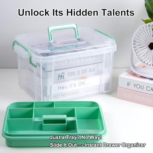 15qt Medicine Organizer - Plastic Portable Storage Box with Handle Green