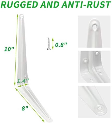 Shelf Brackets 10 Inch Heavy Duty White L Bracket for Shelves