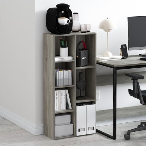 Furinno LUDER Book Shelf, 7-Cube Bookshelf, Bookcase with Open Shelves, 9.4 x 19.5 x 41.7, Easy Assembly, for Living Roo