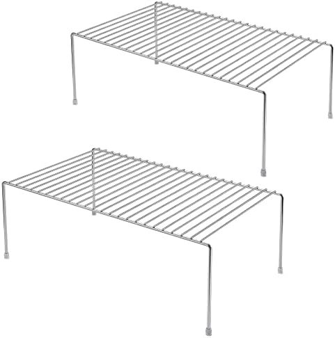iPEGTOP Set of 2 Kitchen Cabinet Shelf Organizer, Medium (13 x 9.4 Inch) Bathroom Cabinet Organization Wire Shelf Rack, 