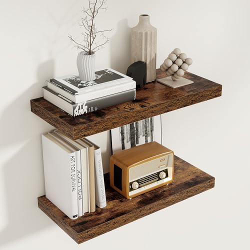 Floating Shelves for Wall, 22.5"W x 8"D Wall Shelf, Rustic Wood Floating Shelf 22.5 Inch Long, Bathroom Shelves Set of 2