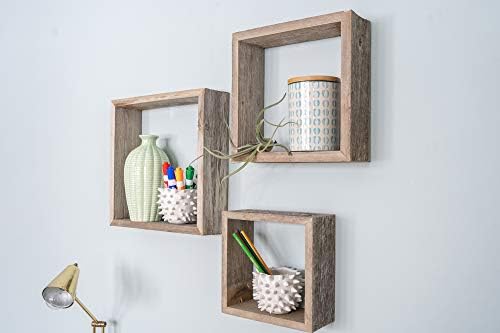 BARNWOODUSA Rustic Shelves, Square Floating Wood Shadowbox, Home Decor, Set
