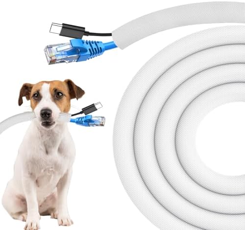 Secbolt Cord Protectors from Pets No Chew, 25FT - 3/8 Inch, White