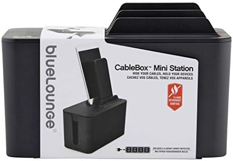 Bluelounge CableBox Mini Station Black Cable and Cord Management System - Small Surge Protector Included