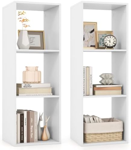 Tangkula 3-Cube Bookcase, 4-Tier Bookshelf with Open Compartments, Freestanding Cube Storage Organizer with Anti-Topplin