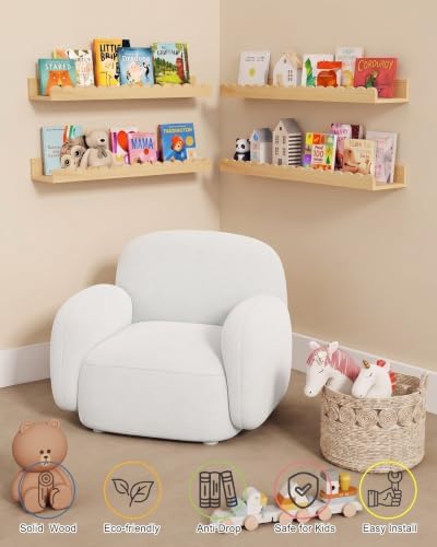 24 in Scalloped Wall Book Shelves for Kids Room, Nursery Floating Bookshelf